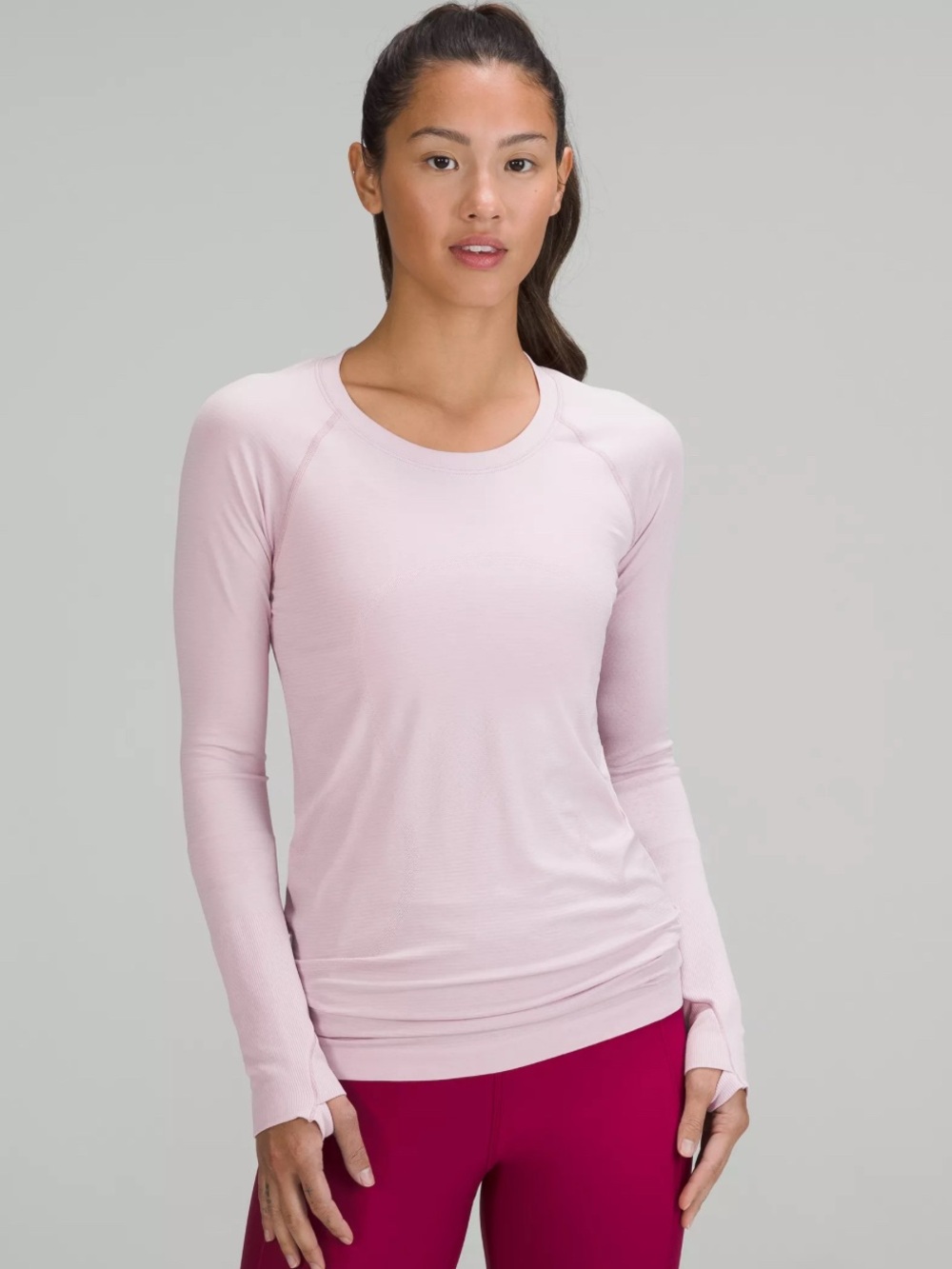 Lululemon Swiftly Tech Long-Sleeve Shirt 2.0 Waist Length 20 Baby Pink